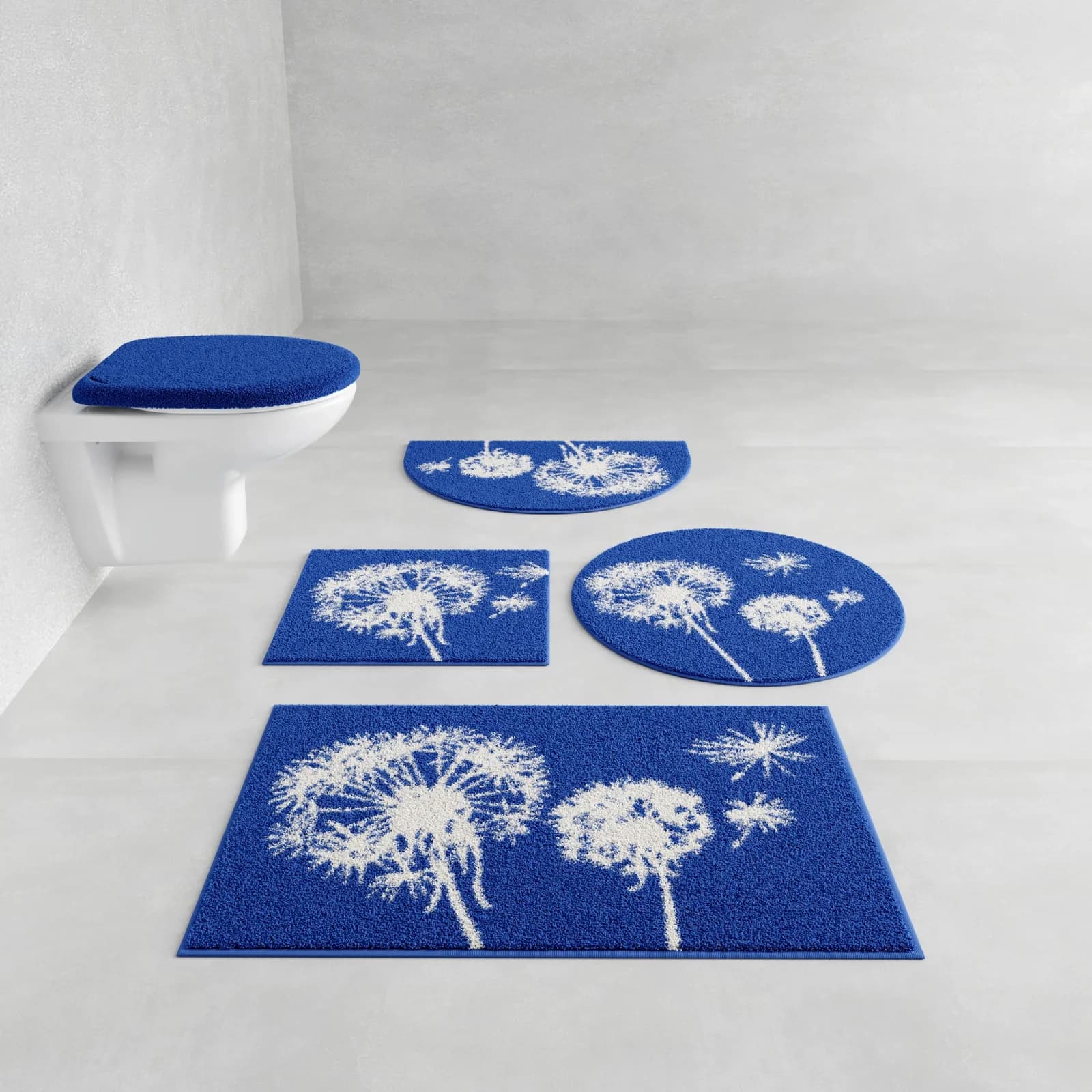 Grund Badematte Pusteblume Blau Rund 80cm