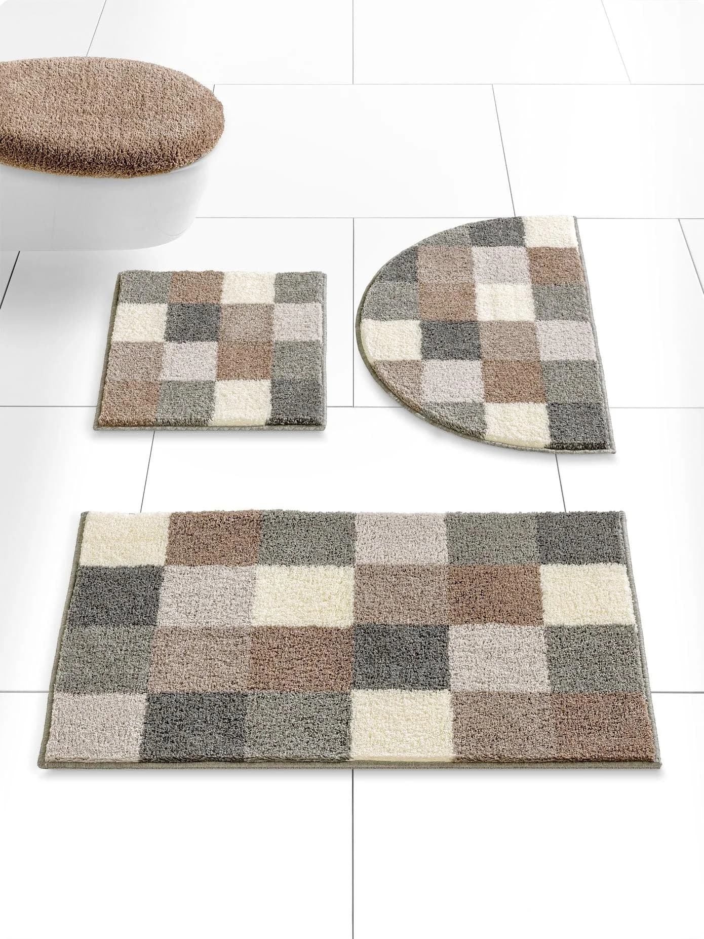 Badematte GRUND Kariert Grau/Ecru 45x50cm