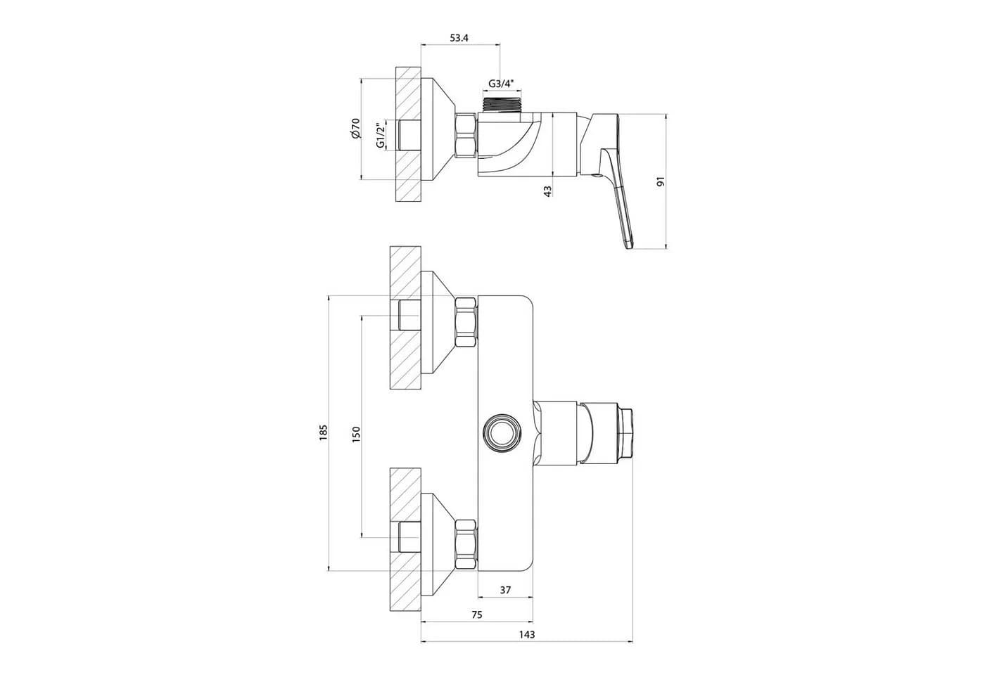 Aqualine Küchenarmatur SINTRA Wandarmatur Schwarz/Chrom Flexi-Auslauf