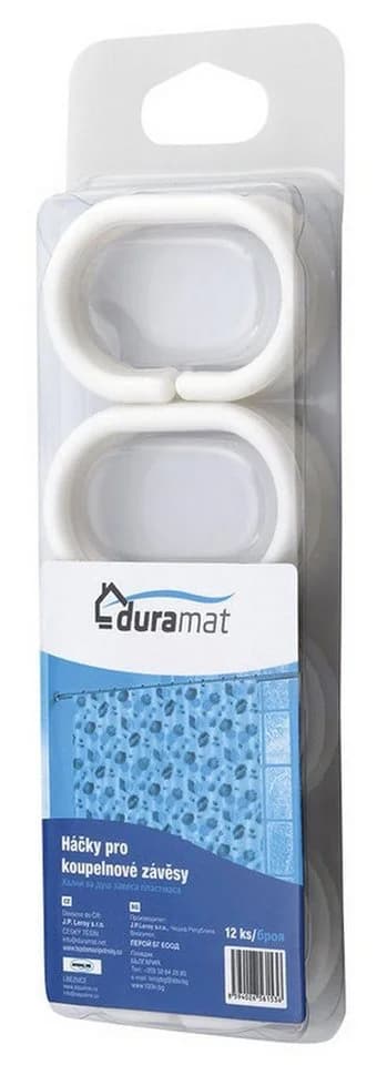 Aqualine Duschvorhangstange mit 12 Ringen Weiß Kunststoff