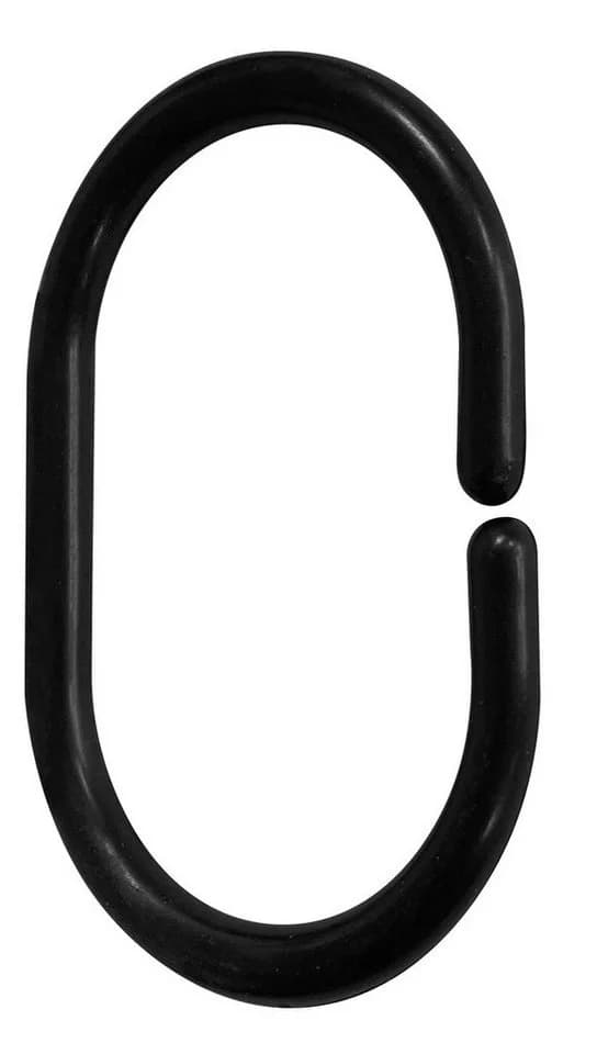 Aqualine Duschvorhangstange mit 12 Ringen Schwarz Kunststoff - Bild 2