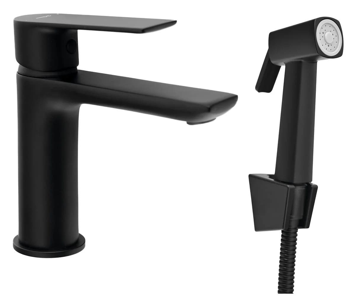 Aqualine Waschtischarmatur Schwarz matt mit Bidet-Handbrause - Bild 2