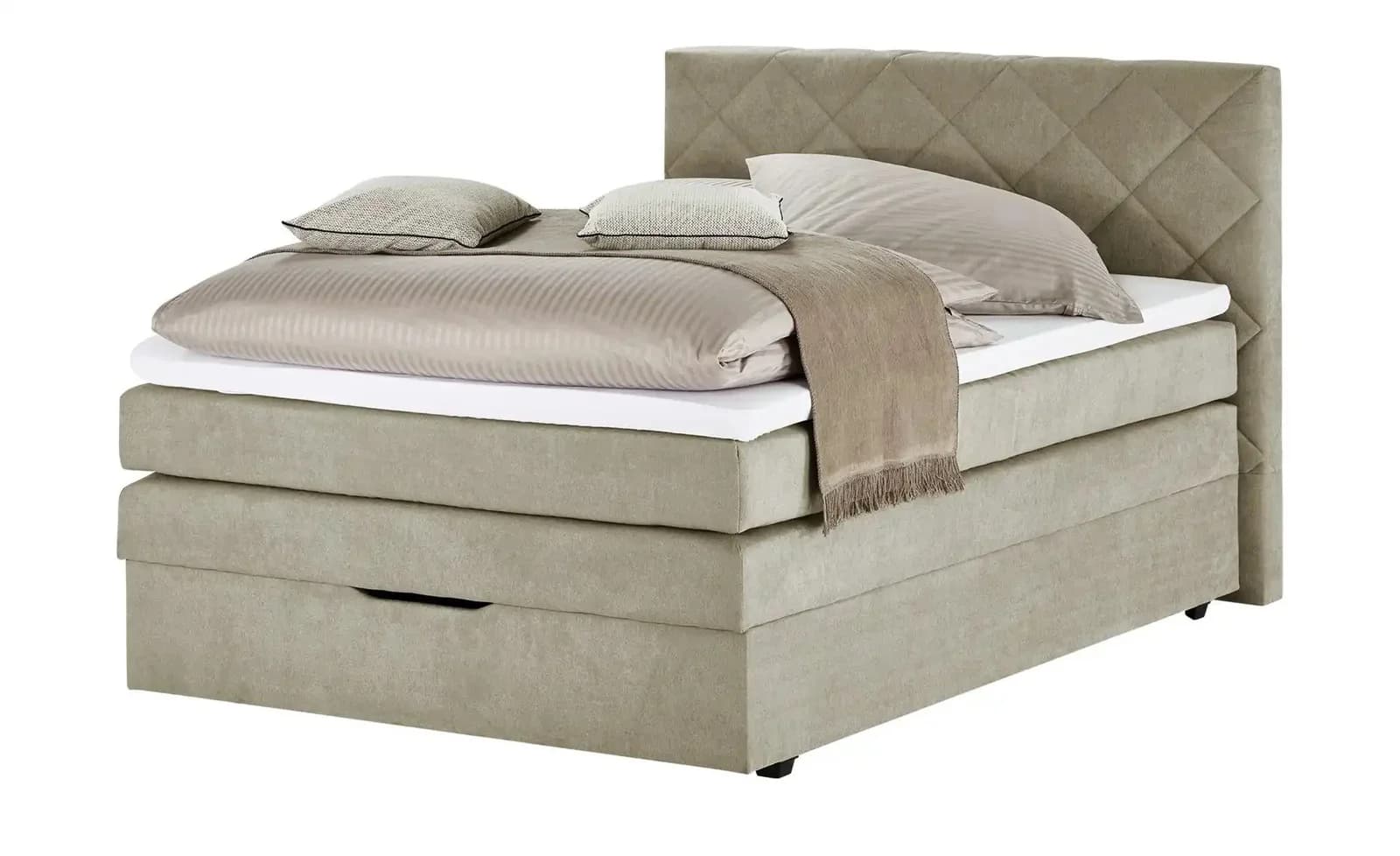 Boxspringbett mit Bettkasten und Topper Beige Princess