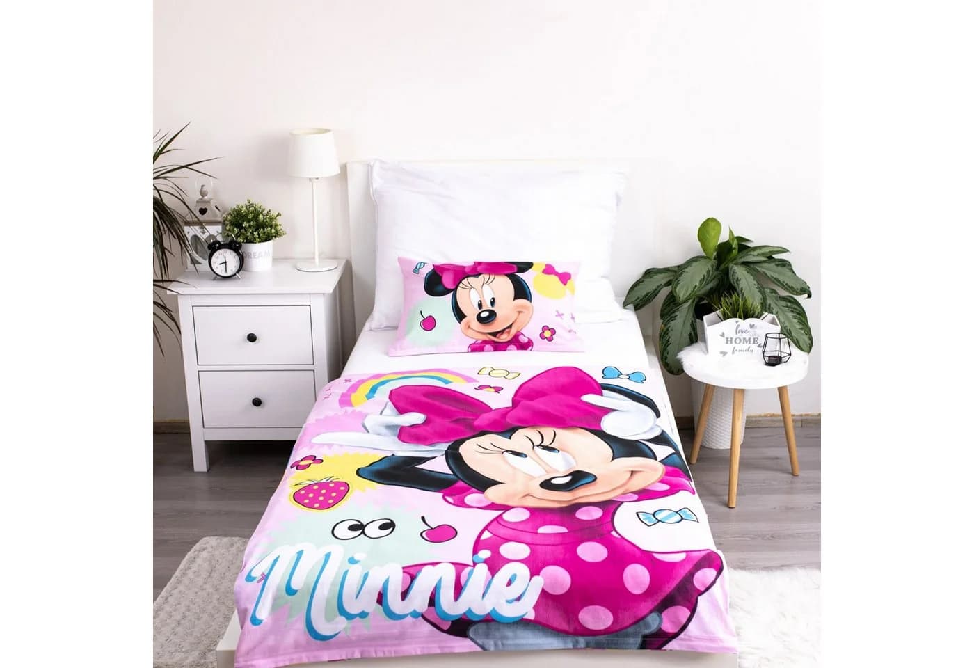 Disney Minnie Mouse Kinderbettwäsche Set 100x135 cm & 40x60 cm