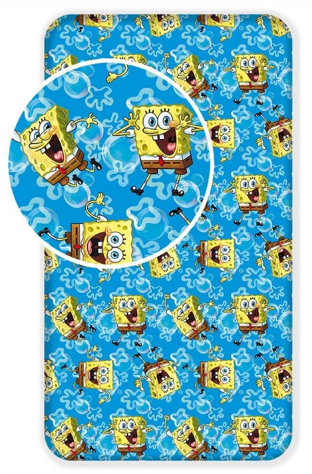 Sponge Bob Spannbettlaken Blau Gelb Kinderbett - Bild 2