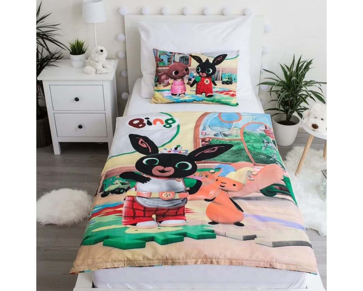 Bing Bettwäsche-Set 100x135 cm + 40x60 cm Baumwolle mit Reißverschluss