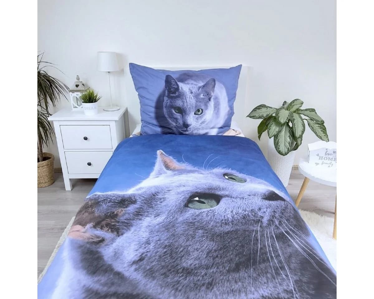 Jerry Fabrics Bettwäsche Dark Cat Baumwolle 140x200 cm & Kissenbezug 70x90 cm - Bild 4