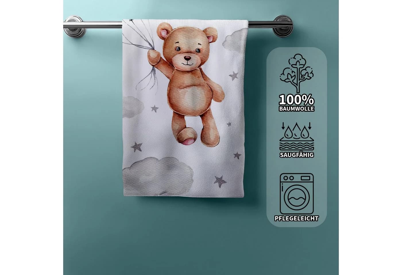 Jerry Fabrics Duschtuch Teddy mit Ballon 70 x 140 cm - Bild 3