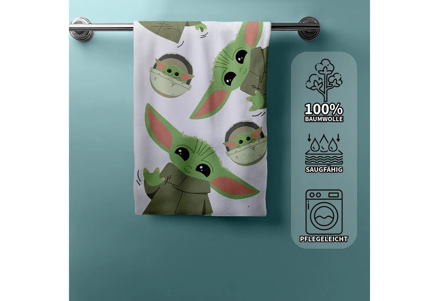 Jerry Fabrics Star Wars Mandalorian Baby Yoda Duschtuch 70 x 140 cm - Bild 2