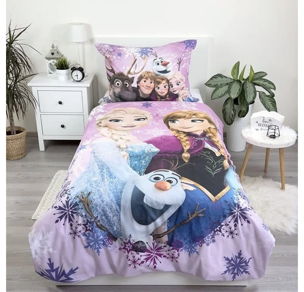 Disney Frozen Kinderbettwäsche Lila Anna Elsa 2-teilig Baumwolle