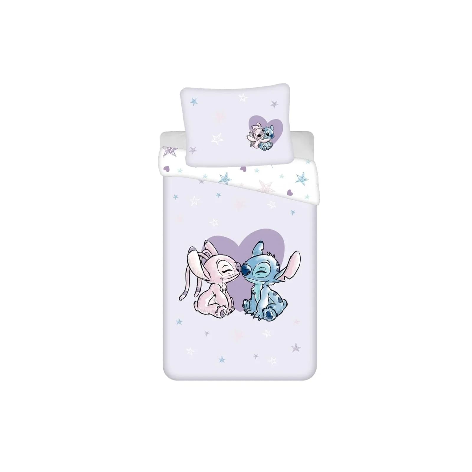 Lilo & Stitch Bettwäsche Set 140x200 cm Weiß/Rosa 100% Baumwolle