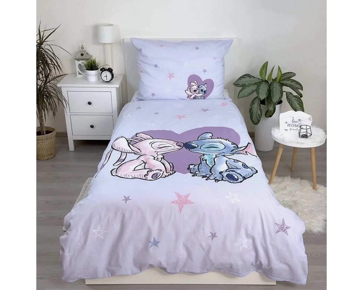 Lilo & Stitch Bettwäsche Set 140x200 cm Weiß/Rosa 100% Baumwolle - Bild 2