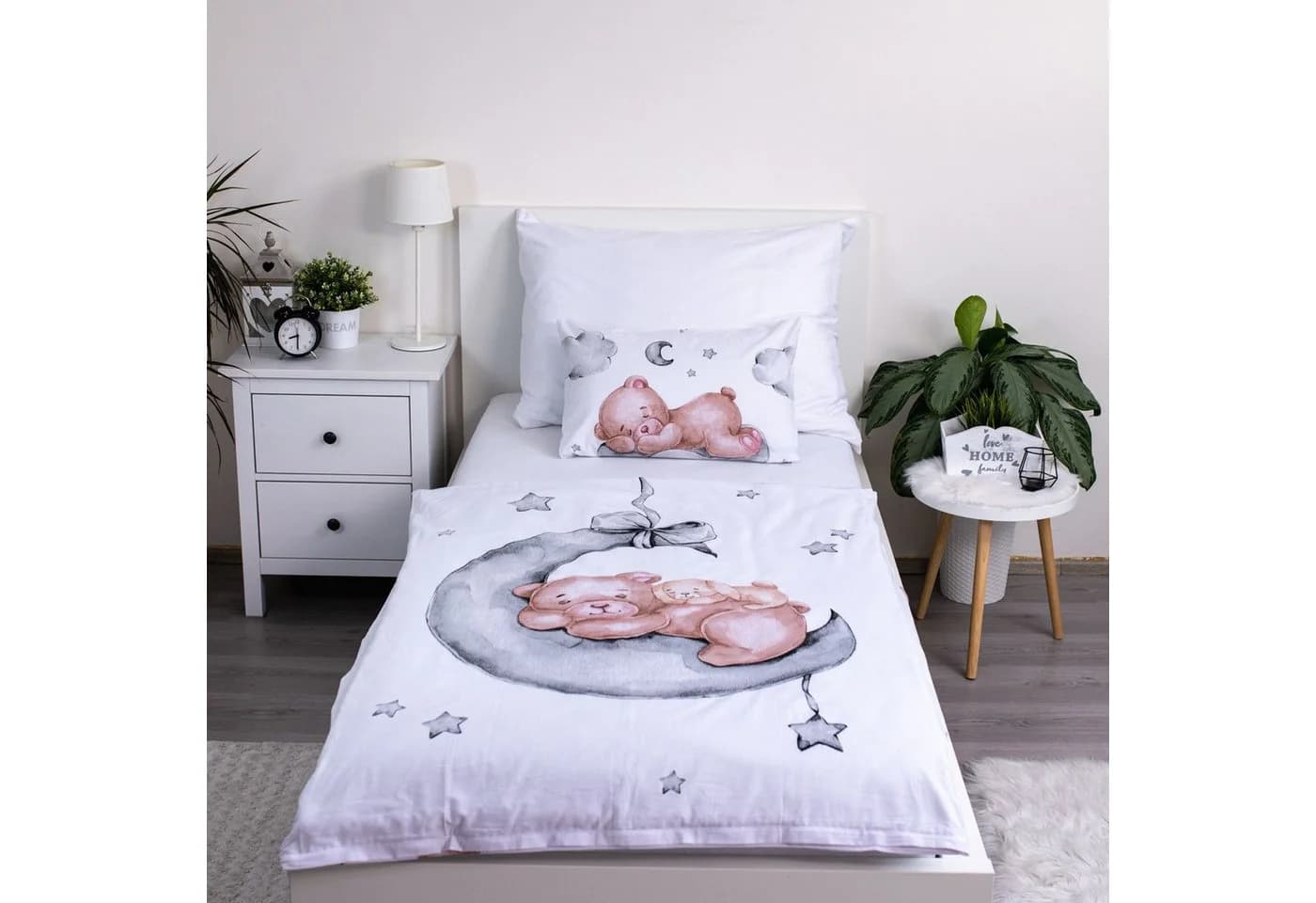 Jerry Fabrics Babybettwäsche Set Teddy im Mond Weiß 100x135 cm - Bild 2