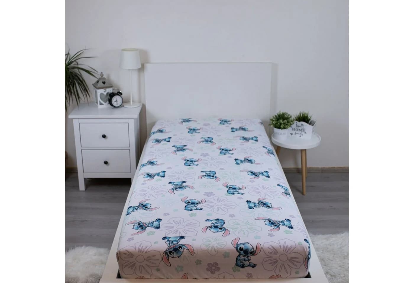 Disney Spannbettlaken Lilo und Stitch Weiß Blau