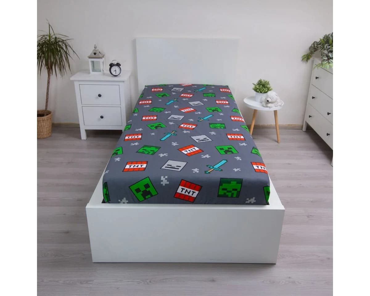 Jerry Fabrics Minecraft Spannbettlaken Grau We Got This Design