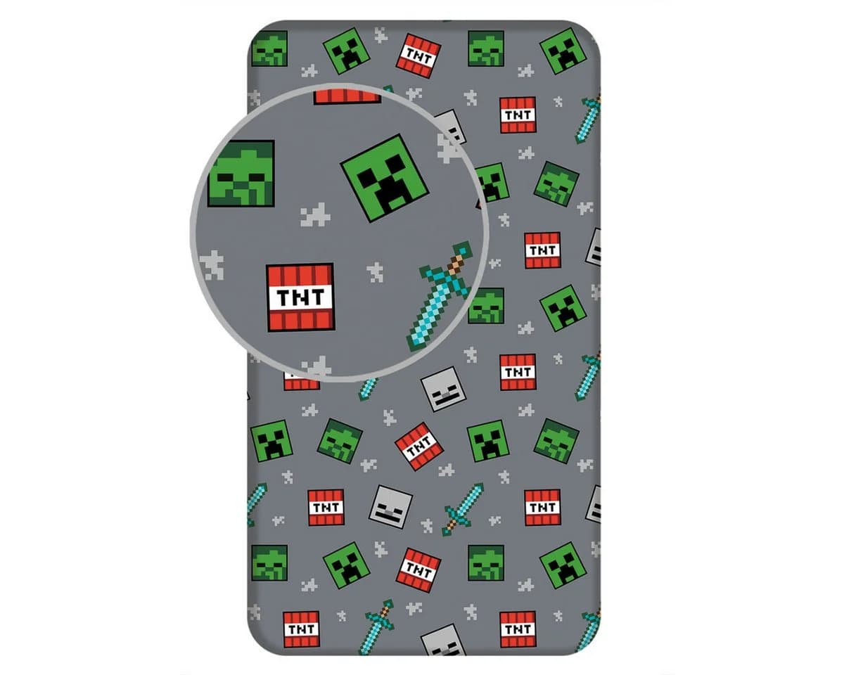 Jerry Fabrics Minecraft Spannbettlaken Grau We Got This Design - Bild 2