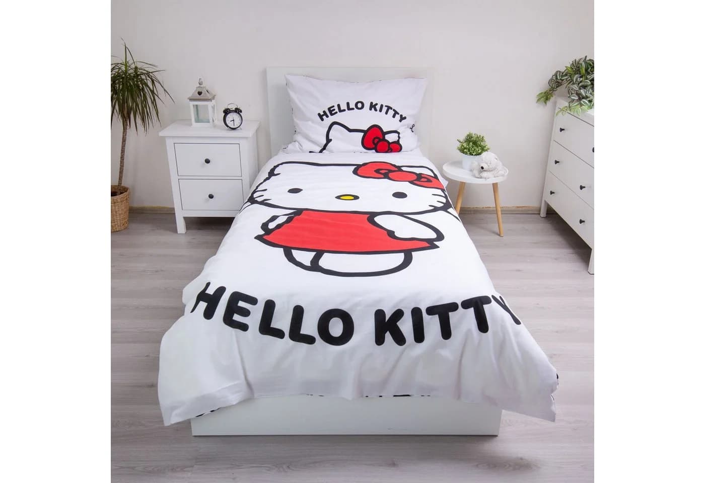 Hello Kitty Kinderbettwäsche 140x200 cm mit Kissenbezug 70x90 cm Baumwolle 2-teilig Wendebettwäsche
