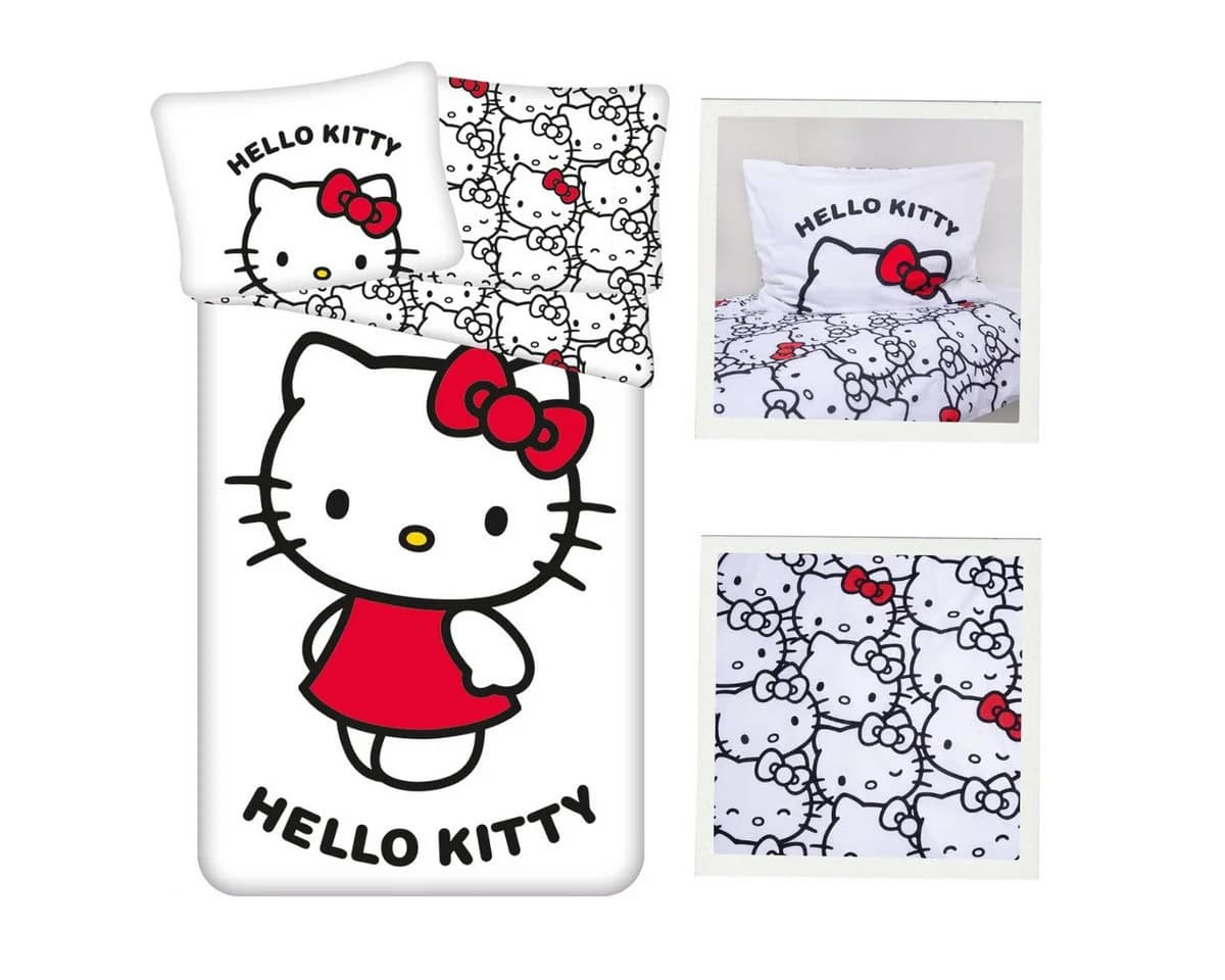 Hello Kitty Kinderbettwäsche 140x200 cm mit Kissenbezug 70x90 cm Baumwolle 2-teilig Wendebettwäsche - Bild 2