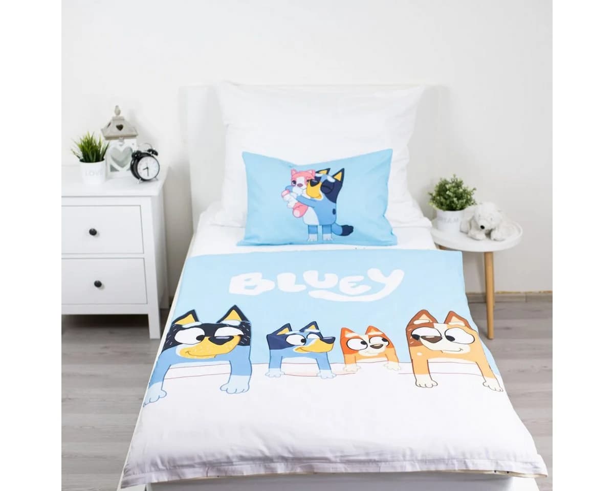 Jerry Fabrics Bluey Babybettwäsche Set Familie 100x135 cm 100% Baumwolle