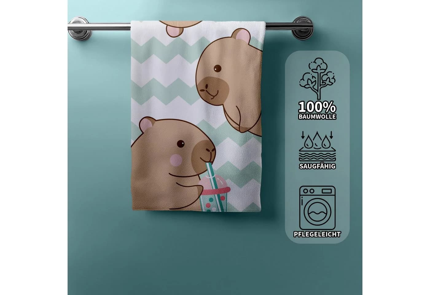 Jerry Fabrics Badetuch Capybara 100% Baumwolle Bunt - Bild 3