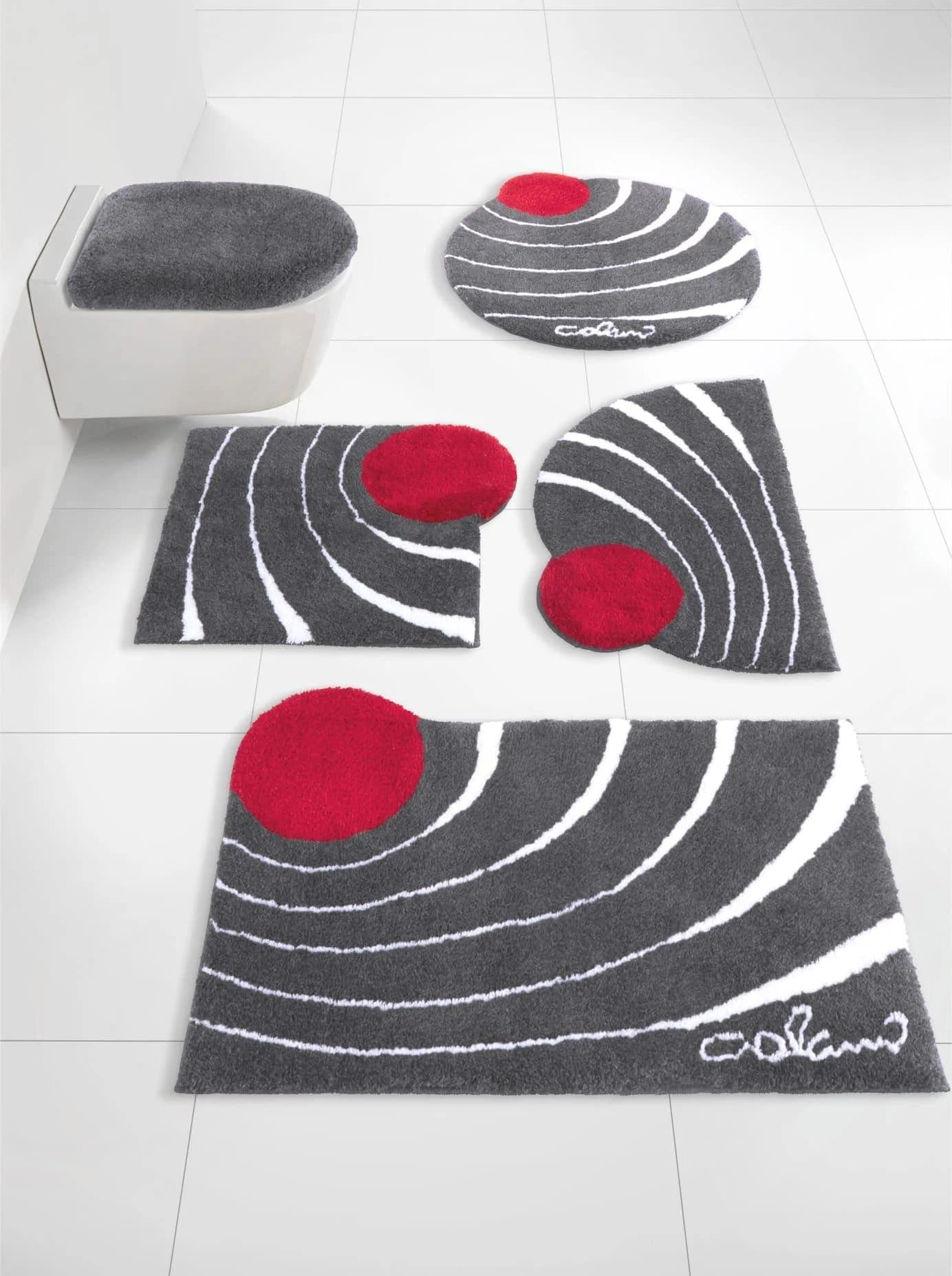 Badematte GRUND Gr. 6, bunt (anthrazit, rot), rechteckig (80cm x 150cm)