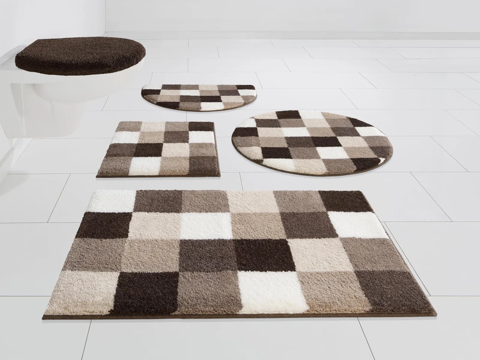 Badematte GRUND Mosaik Badvorleger Badezimmer Teppich Beige
