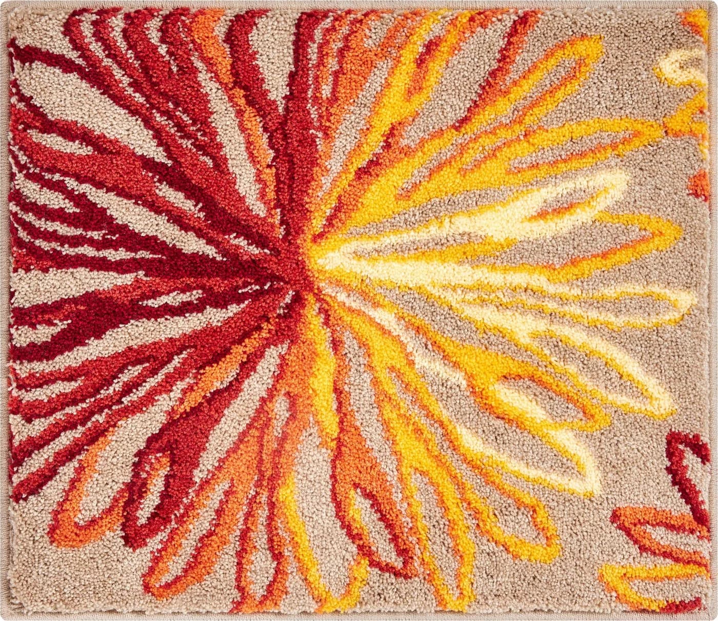 Grund Badematte Art Orange-Beige Florales Muster Rutschfest - Bild 3