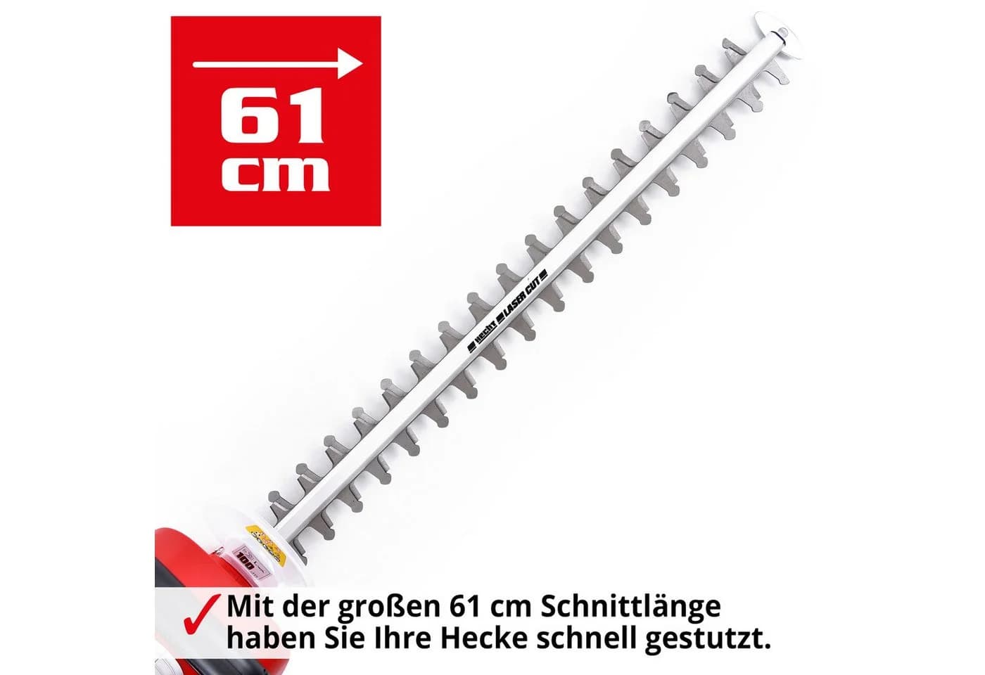 Hecht Elektro-Heckenschere 61 cm Schnittlänge 600W LaserCut Metallgehäuse