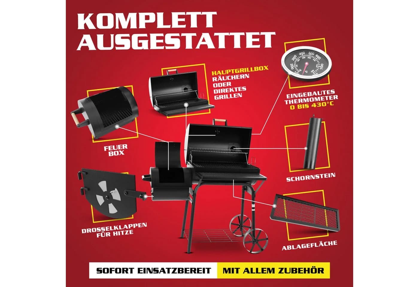 HECHT Sentinel Luxus Smoker Grill - Bild 3
