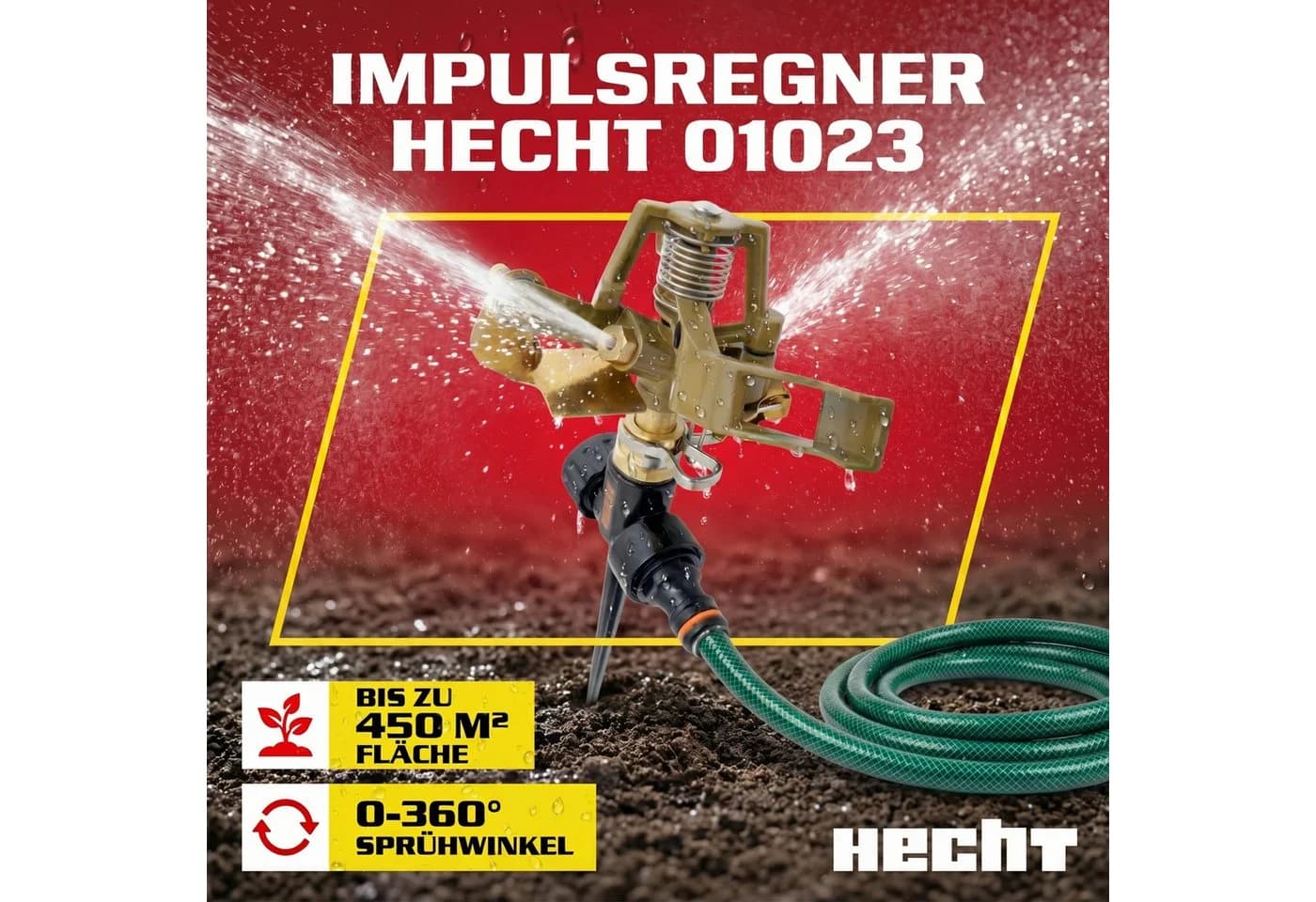 Hecht Impulsregner Rasensprenger 480 l/h 360° Radius Aluminium
