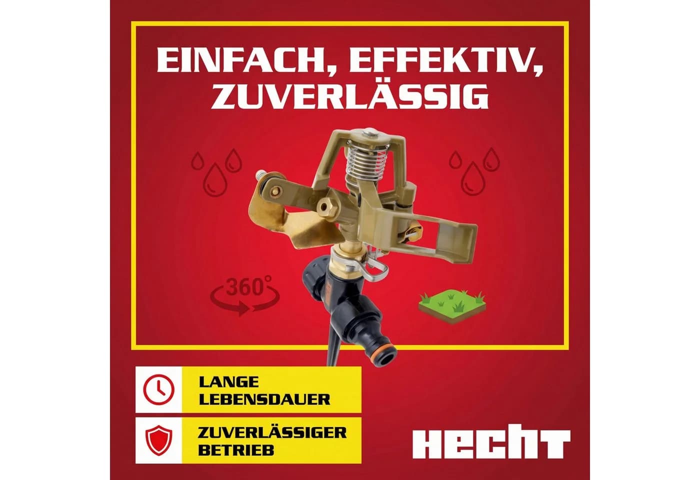 Hecht Impulsregner Rasensprenger 480 l/h 360° Radius Aluminium - Bild 5