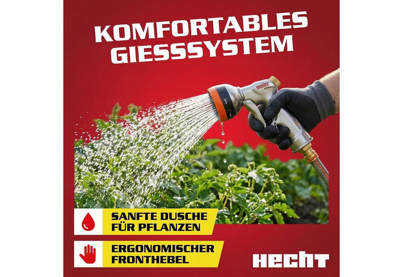 HECHT Handbrause 02096 7 Sprühmuster Rostfrei Gartenbewässerung - Bild 5