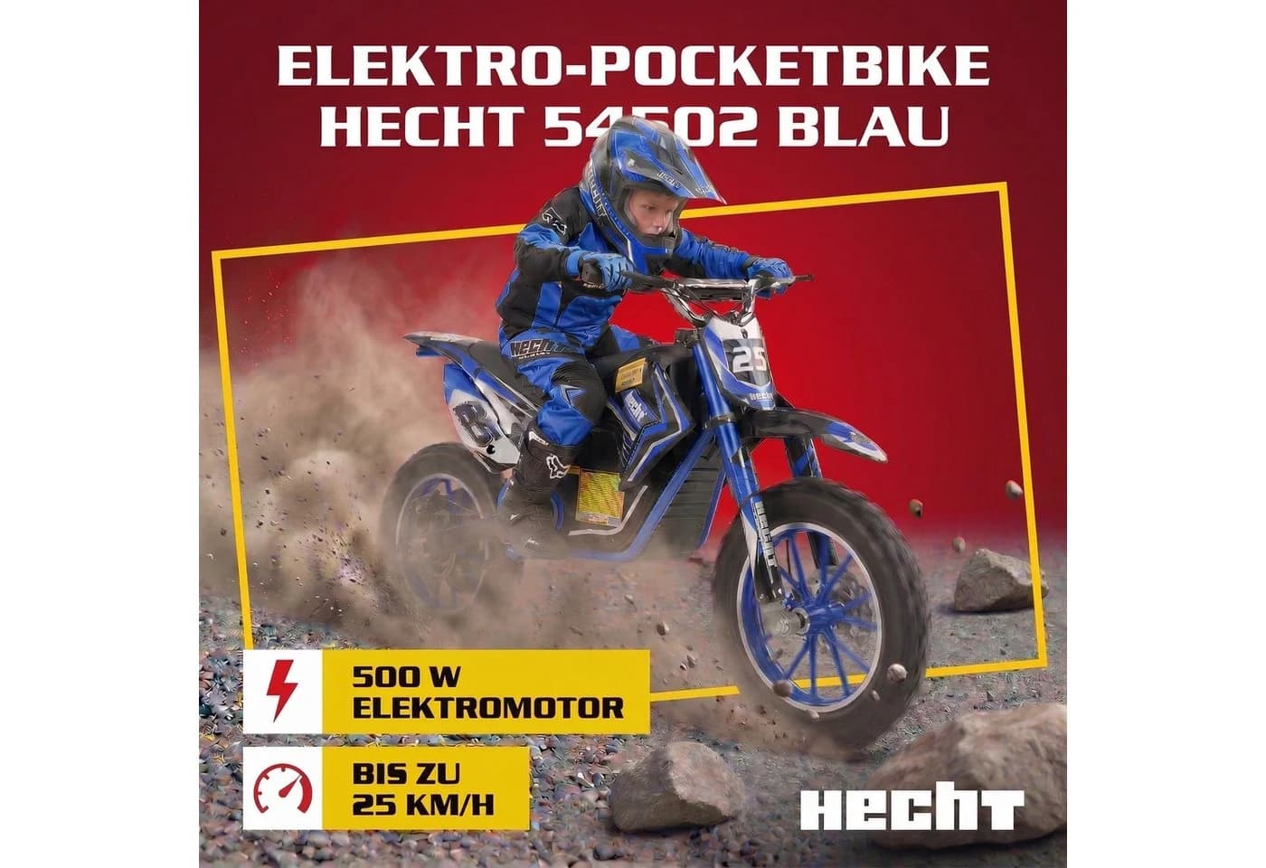 Hecht Elektro-Kindermotorrad Pocketbike 500W 36V 8Ah Akku Blau/Grün