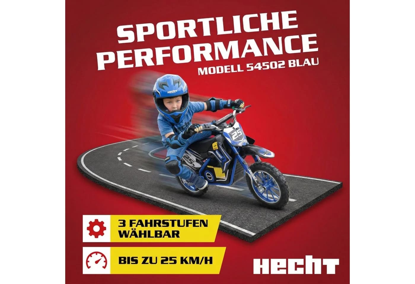 Hecht Elektro-Kindermotorrad Pocketbike 500W 36V 8Ah Akku Blau/Grün - Bild 3