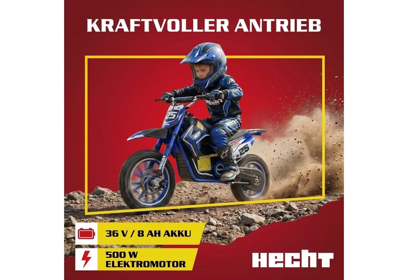 Hecht Elektro-Kindermotorrad Pocketbike 500W 36V 8Ah Akku Blau/Grün - Bild 4