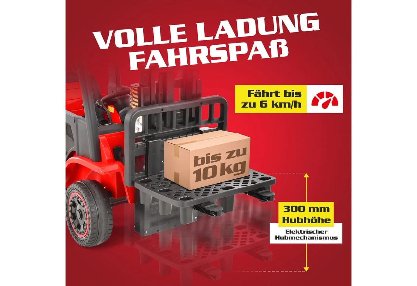 Hecht Spielzeug-Gabelstapler 52108 Rot mit Fernbedienung & Multimedia