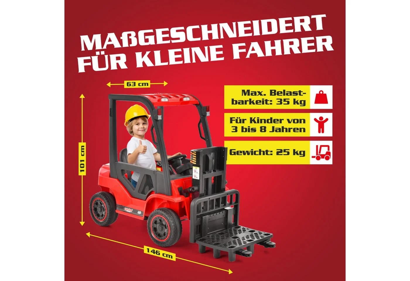 Hecht Spielzeug-Gabelstapler 52108 Rot mit Fernbedienung & Multimedia - Bild 3