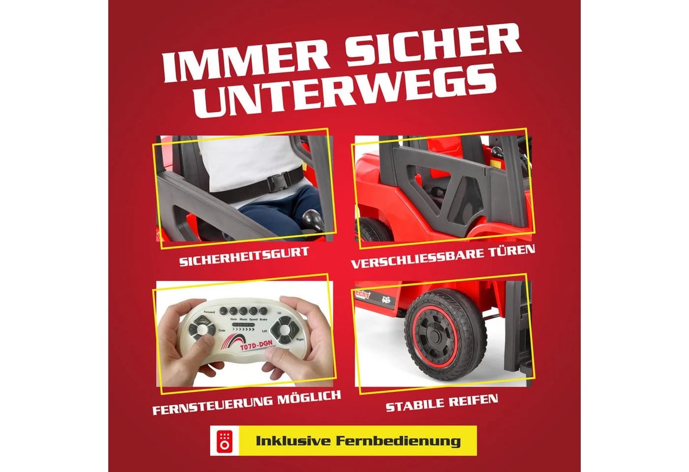 Hecht Spielzeug-Gabelstapler 52108 Rot mit Fernbedienung & Multimedia - Bild 4