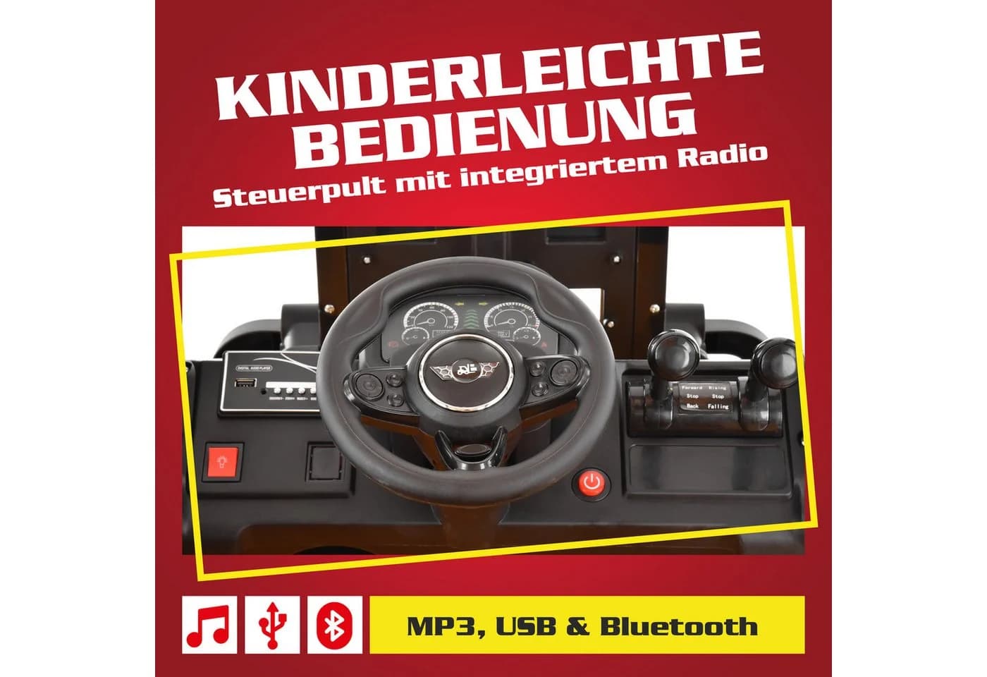 Hecht Spielzeug-Gabelstapler 12V mit Fernbedienung, Hebefunktion & Multimedia - Bild 5