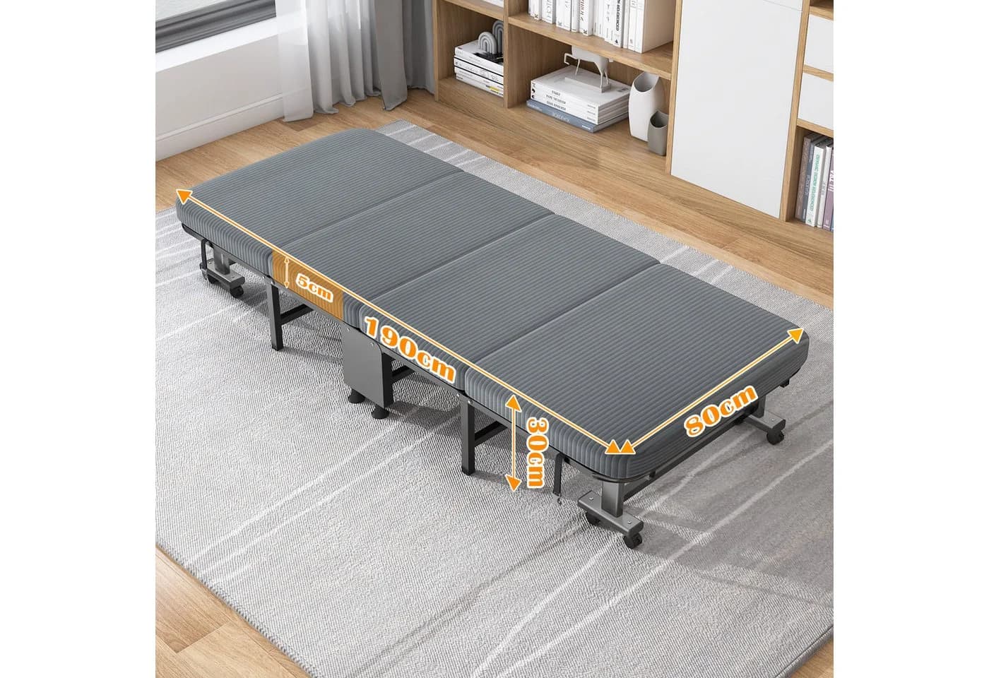 POPOLIC Klappbett 190x80cm mit Rollen