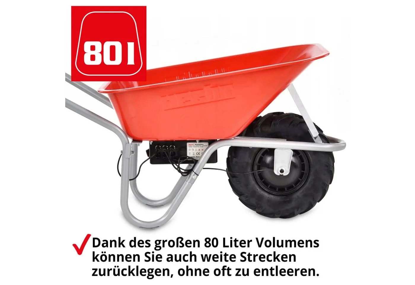 Hecht Motorschubkarre 2620 Elektro 24V 260kg Tragkraft 80L Wanne