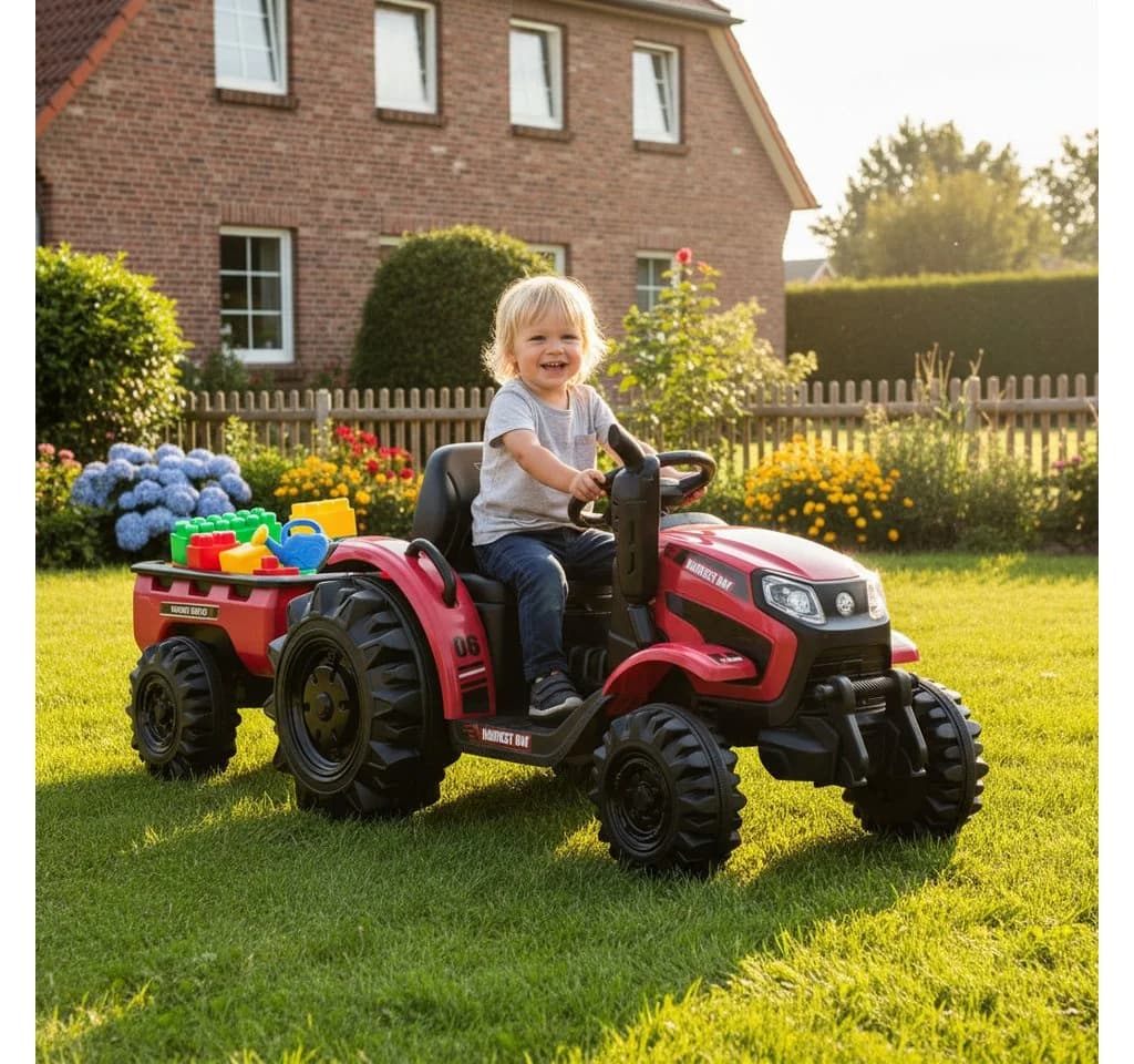 Hecht Elektro-Kindertraktor 12V mit Anhänger Rot - Bild 3