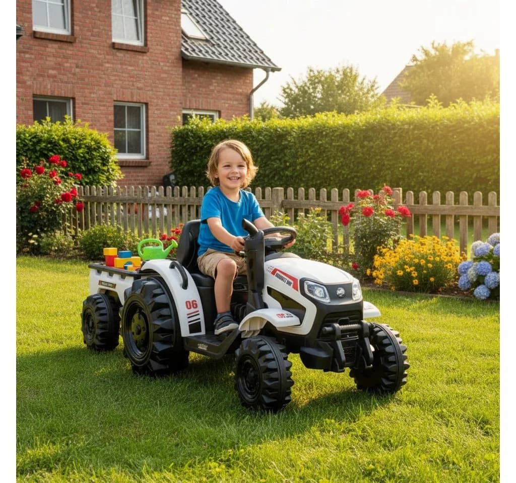 Hecht Elektro-Kindertraktor 12V mit Anhänger bis 5km/h - Bild 3