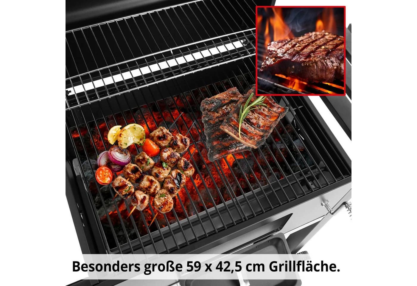 Hecht Holzkohlegrill California mit Thermometer und Transporträdern - Bild 3