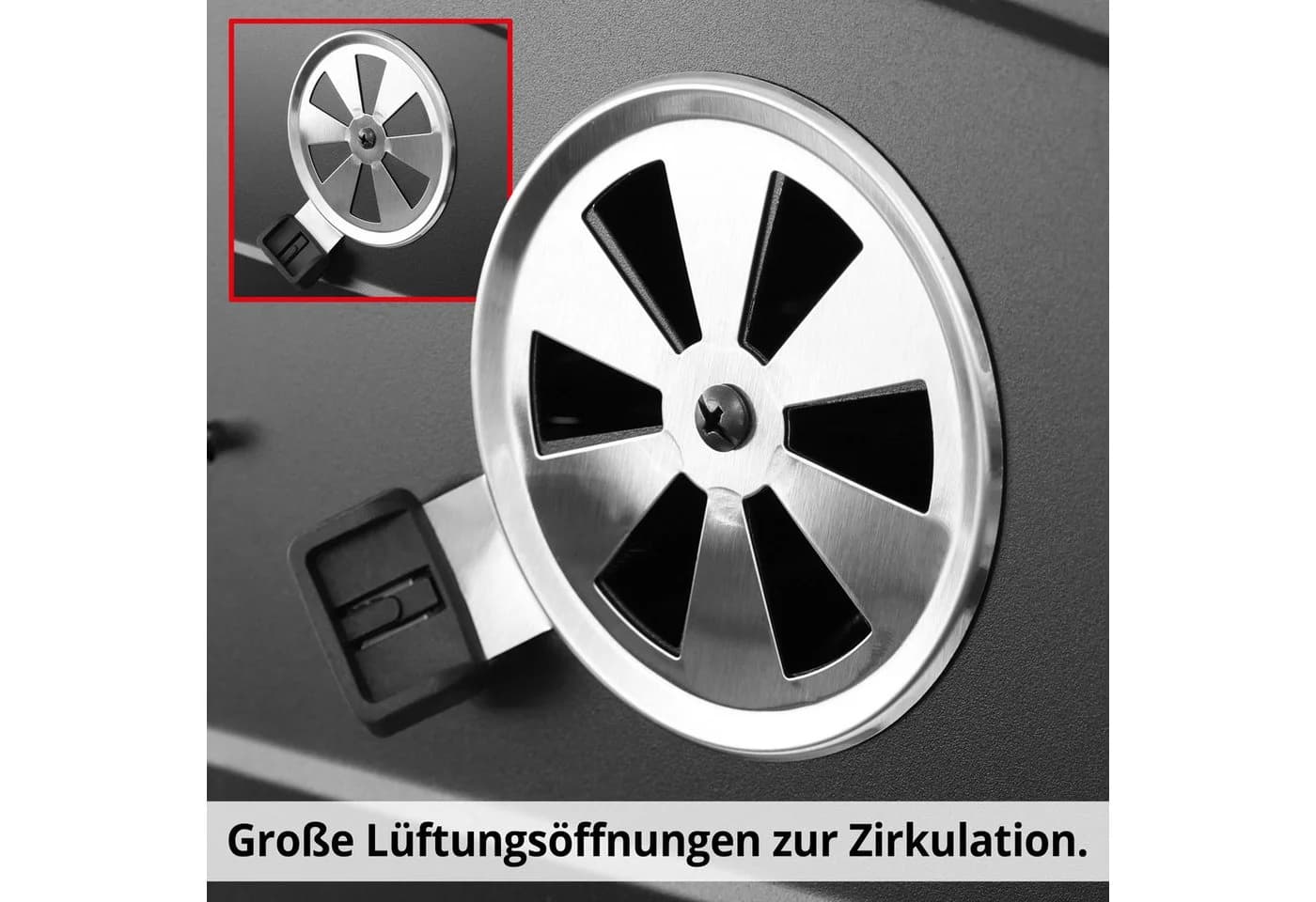 Hecht Holzkohlegrill California mit Thermometer und Transporträdern - Bild 5