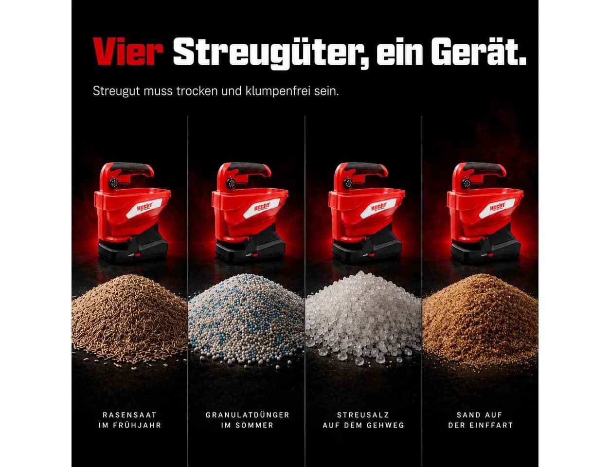 Hecht Akku Handstreuer 207, 3,3L, 5m Streubreite, 7,2V, Rot - Bild 4