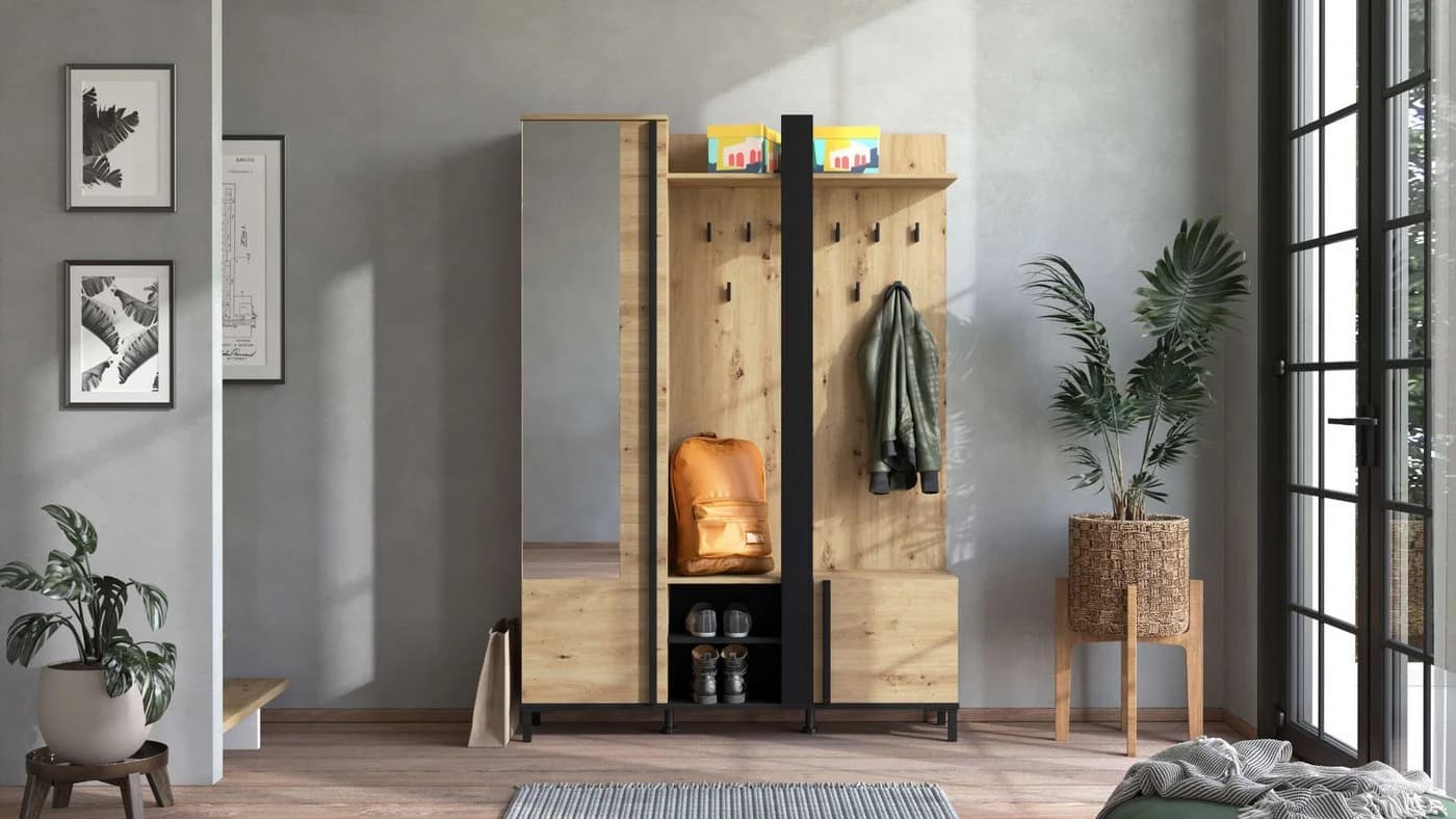 Home Affaire Kompaktgarderobe Nino Artisan Eiche mit Spiegel