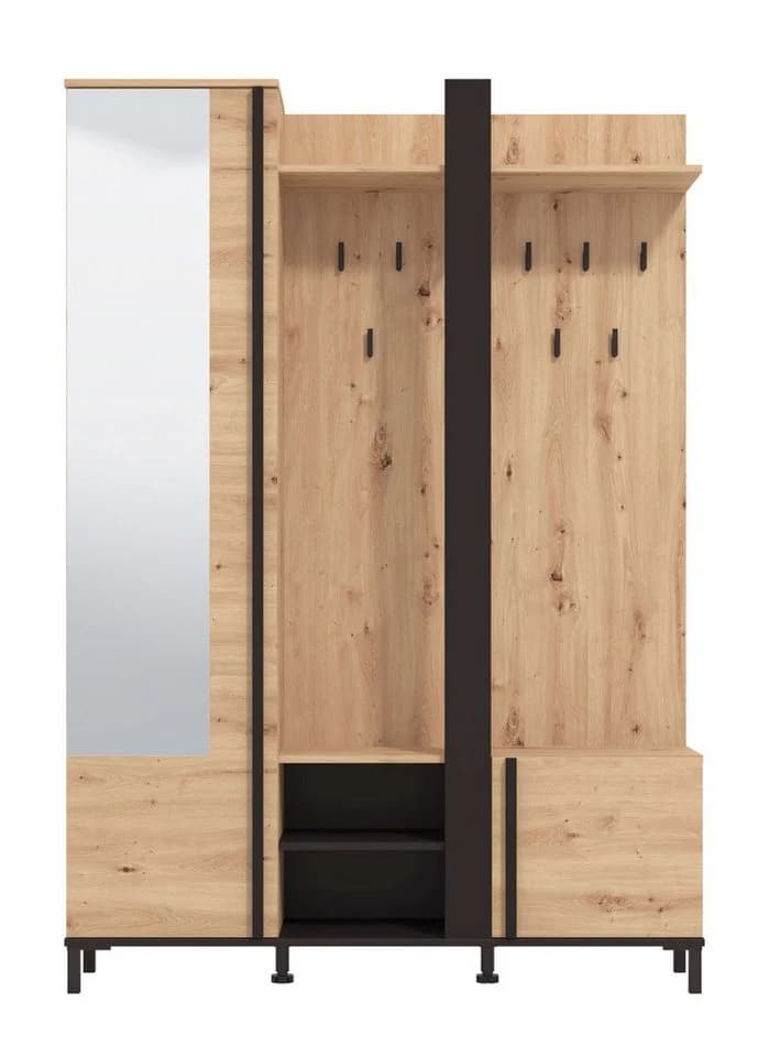 Home Affaire Kompaktgarderobe Nino Artisan Eiche mit Spiegel - Bild 3