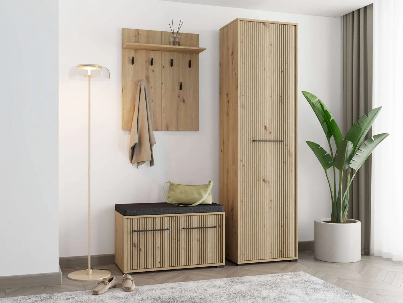INOSIGN Garderoben-Set Landes Artisan Eiche mit Flurschrank, Garderobe & Bank - Bild 2