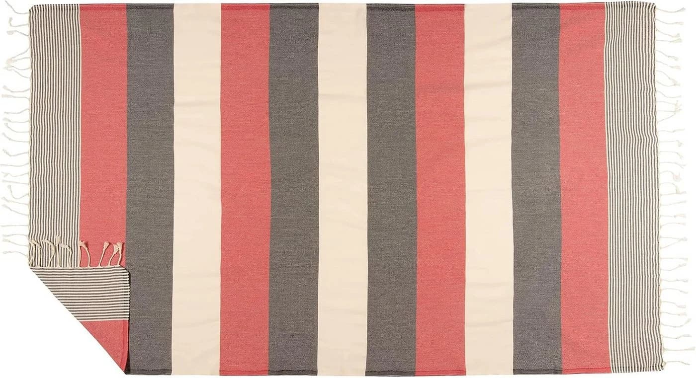 Livessa Strandtuch 100% Baumwolle Grau/Rot 100x180 cm - Bild 4